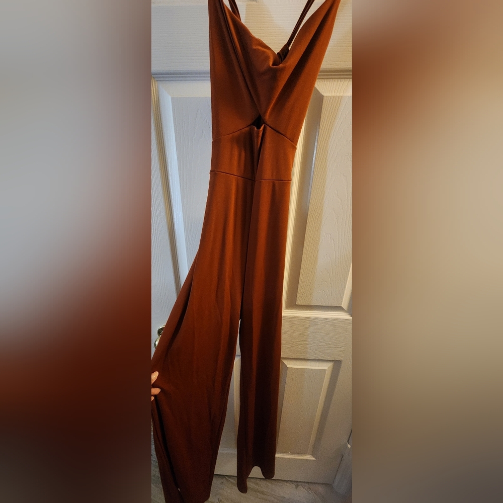 Women's Peek-a-Boo Brown Jumpsuit
